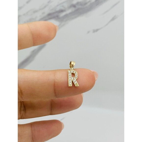 10k gold pendant initial R and necklace 16” -  18” Letter R - Picture 7 of 7